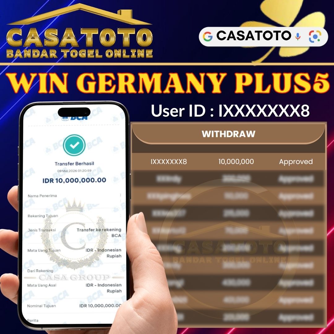 MELEDAK !! SELAMAT MEMBER CASATOTO JACKPOT PAUS DI PASARAN GERMANY PLUS5 