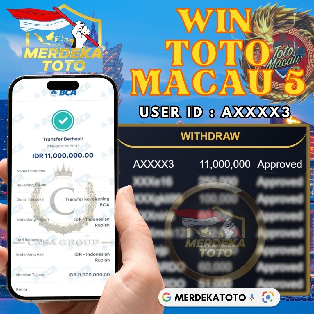 MELEDAK !! SELAMAT MEMBER MERDEKATOTO JACKPOT PAUS DI PASARAN TOTO MACAU 5