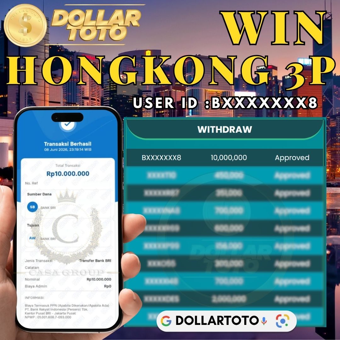 MELEDAK !! SELAMAT MEMBER DOLLARTOTO JACKPOT PAUS DI PASARAN HONGKONG 3P 