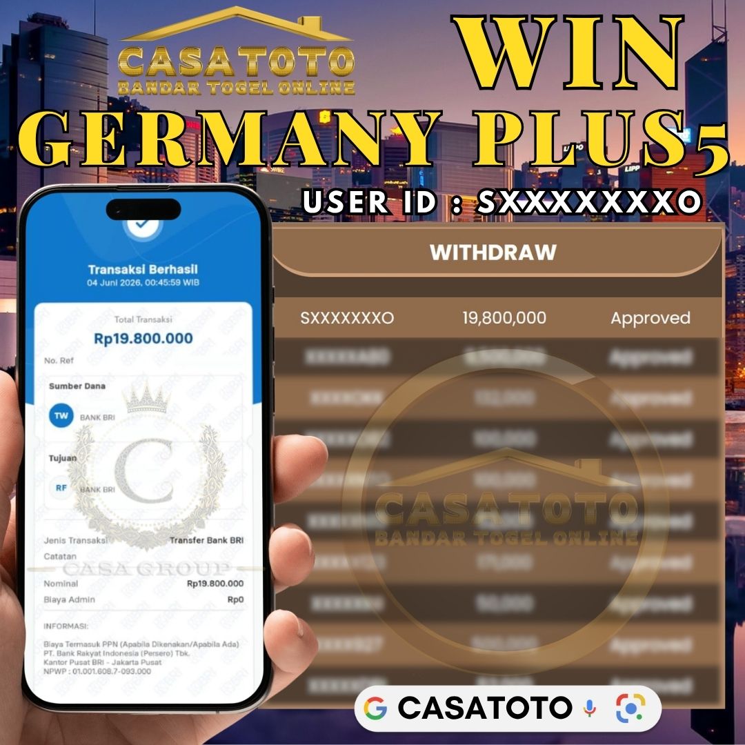 MELEDAK !! SELAMAT MEMBER CASATOTO JACKPOT PAUS DI PASARAN GERMANY PLUS5