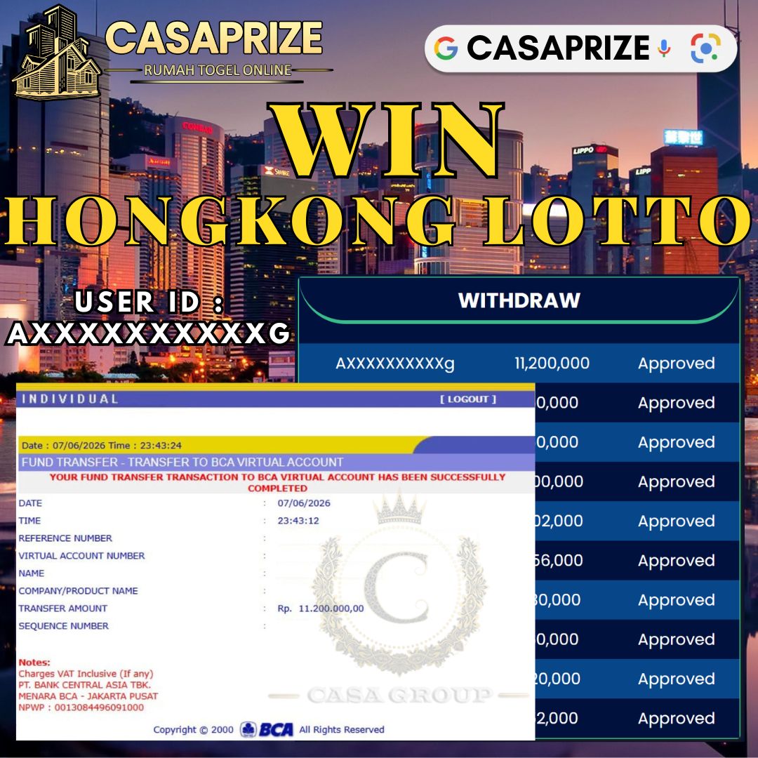 MELEDAK !! SELAMAT MEMBER CASAPRIZE JACKPOT PAUS DI PASARAN HONGKONG LOTTO 