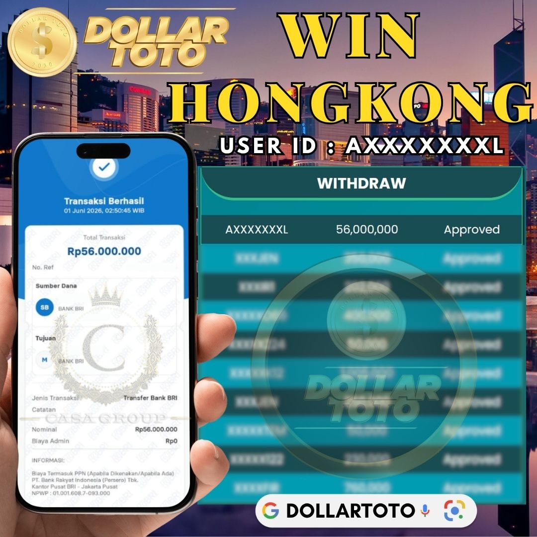 MELEDAK !! SELAMAT MEMBER DOLLARTOTO JACKPOT PAUS DI PASARAN HONGKONG 